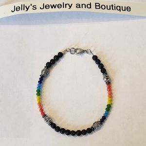 Jelly's Jewelry and Boutique Handcrafted, NWT, Pride Clip Clasp Beaded Bracelet